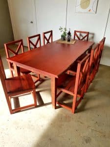 Australian made Redgum dining setting with 8 chairs